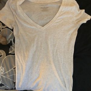 Cream white V neck